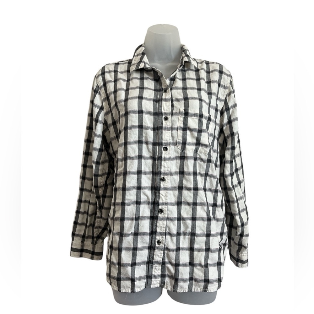 Marine Layer Ladies Haile Button Down White Black Plaid Size XXL - Picture 3 of 7